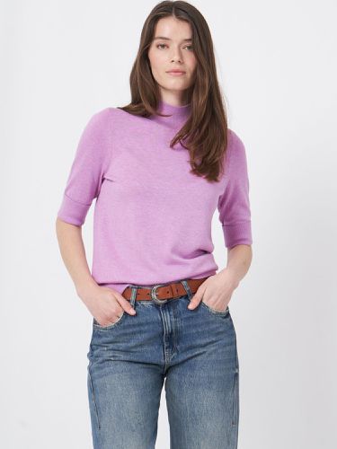 Cotton blend short sleeve sweater with stand collar - REPEAT cashmere - Modalova