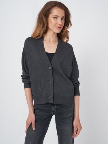 Boxy cotton blend cardigan with oversized buttons - REPEAT cashmere - Modalova