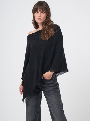 Fine knit organic cashmere poncho with fringes - REPEAT cashmere - Modalova