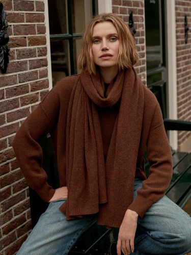 Loose knit organic cashmere scarf with rib details - REPEAT cashmere - Modalova