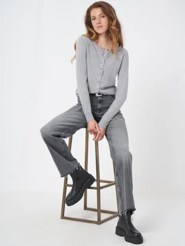 Classic cashmere cardigan for women - crew neck - REPEAT cashmere - Modalova