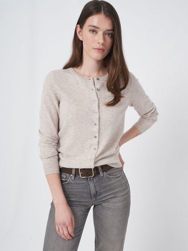 Basic organic cashmere cardigan with round neck - REPEAT cashmere - Modalova