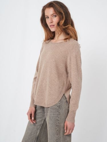 Round hem cashmere sweater with boatneck - REPEAT cashmere - Modalova