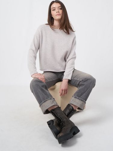 Loose fit cropped cashmere sweater - REPEAT cashmere - Modalova