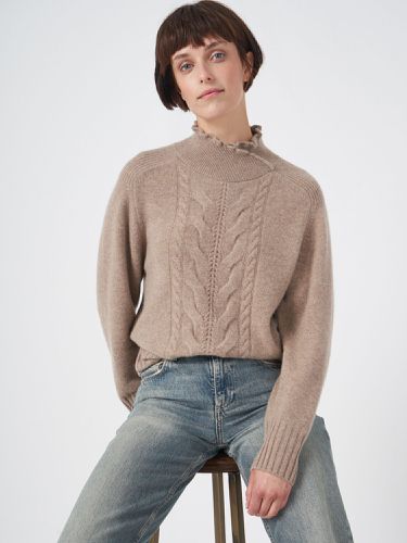 High neck cashmere sweater with cable detail - REPEAT cashmere - Modalova