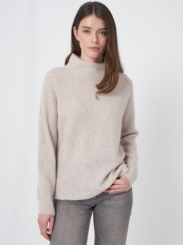 Cashmere stand collar sweater with horizontal rib knit - REPEAT cashmere - Modalova