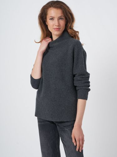 Cashmere stand collar sweater with horizontal rib knit - REPEAT cashmere - Modalova