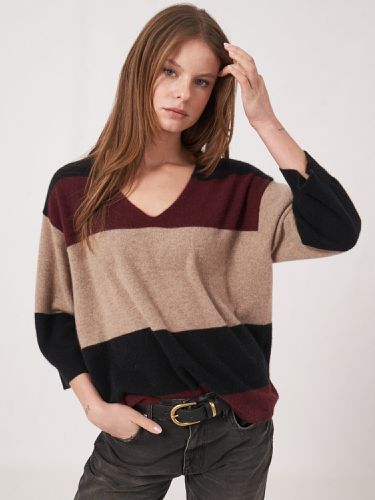 Multicolor 3/4 sleeve cashmere sweater - REPEAT cashmere - Modalova