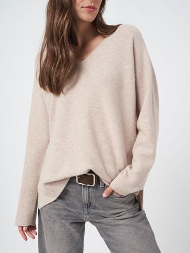 Seamless knitted V-neck cashmere sweater - REPEAT cashmere - Modalova