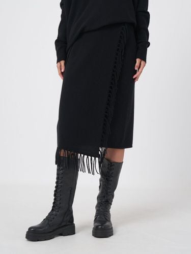 Knitted cashmere blend skirt with fringes - REPEAT cashmere - Modalova