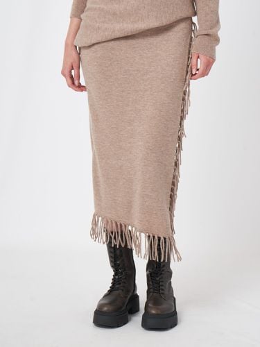 Knitted cashmere blend skirt with fringes - REPEAT cashmere - Modalova