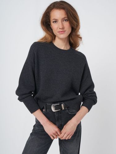 Merino wool round neck sweater with button detail - REPEAT cashmere - Modalova