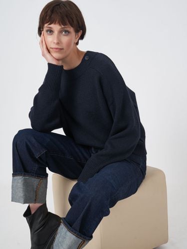 Merino wool round neck sweater with button detail - REPEAT cashmere - Modalova