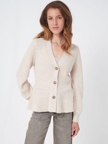 Merino wool buttoned peplum cardigan - REPEAT cashmere - Modalova