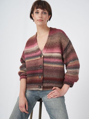 Multicolor striped cardigan with buttons - REPEAT cashmere - Modalova