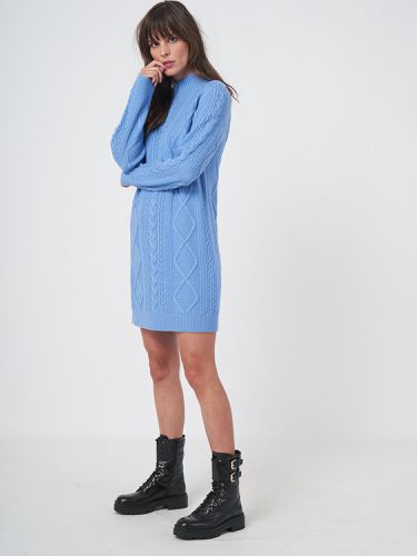 Merino wool cable knit dress with stand collar - REPEAT cashmere - Modalova