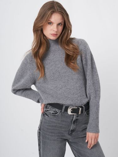 Wool sweater with ribbed stand collar - REPEAT cashmere - Modalova