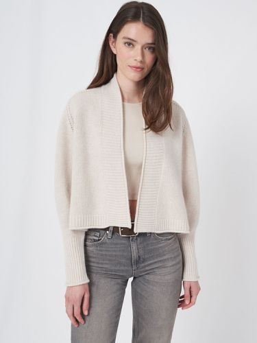 Cropped wool cardigan with pointelle details - REPEAT cashmere - Modalova