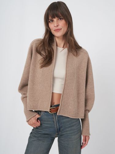 Cropped wool cardigan with pointelle details - REPEAT cashmere - Modalova