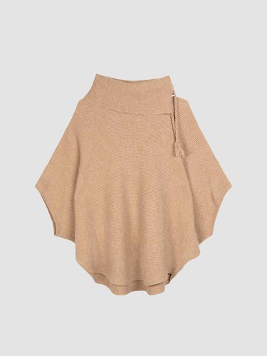 Wool rib knit poncho with wide turtleneck - REPEAT cashmere - Modalova