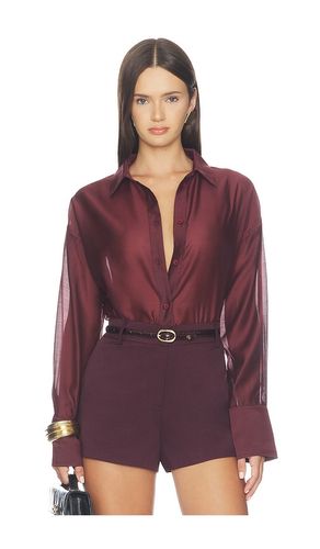 X REVOLVE Gracey Sheer Shirt in Burgundy. - size M (also in S, XS) - 4th & Reckless - Modalova