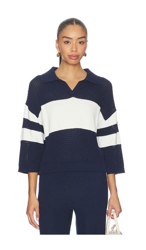 Zuri Johnny Collar Mesh Rugby Pullover in Navy,White. - size M (also in XS) - 525 America - Modalova
