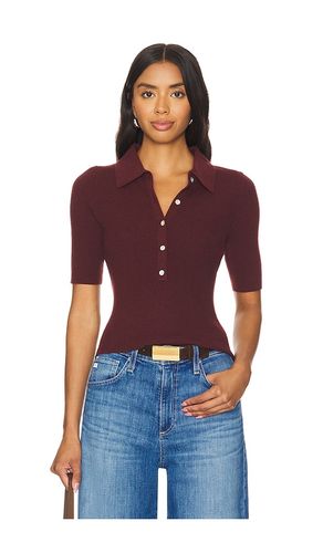 Ginny Short Sleeve Johnny Collar Top in Wine. - size M (also in L, S, XS) - 525 America - Modalova