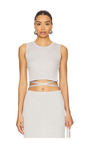 Stevie Cropped Lurex Tie Tank in Metallic Silver. - size L (also in M) - 525 America - Modalova