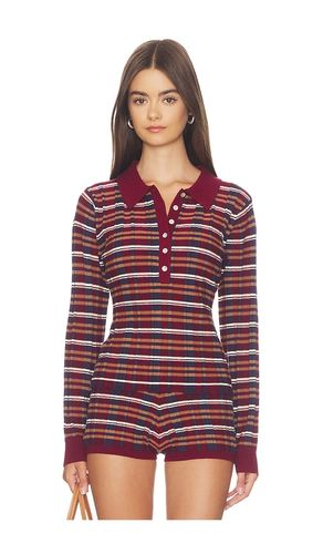Sienna Plaid Rib Polo Top in Multi. - size M (also in S) - 525 America - Modalova
