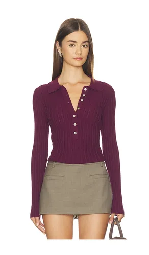 Tabitha Crochet Collar Long Sleeve Henley in Burgundy. - size L (also in M, S, XS) - 525 America - Modalova