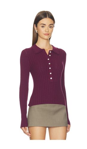 Tabitha Crochet Collar Long Sleeve Henley in Burgundy. - size L (also in M, S, XS) - 525 America - Modalova