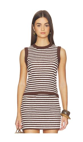 Alessia Teddy Stripe Crew Neck Tank in Chocolate. - size M (also in S, XS) - 525 America - Modalova