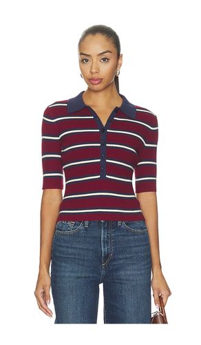 Imogen Rib Stripe Fitted Polo in Burgundy. - size M (also in S, XS) - 525 America - Modalova