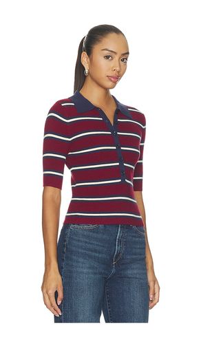Imogen Rib Stripe Fitted Polo in Burgundy. - size M (also in S, XS) - 525 America - Modalova