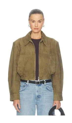 Nahla Cropped Suede Jacket in Green. - size L (also in M, S, XL) - AGOLDE - Modalova