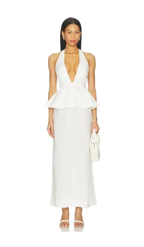 Solid Deep-V Peplum Maxi Dress in . Size M. Also in S - ADRIANA DEGREAS - Modalova
