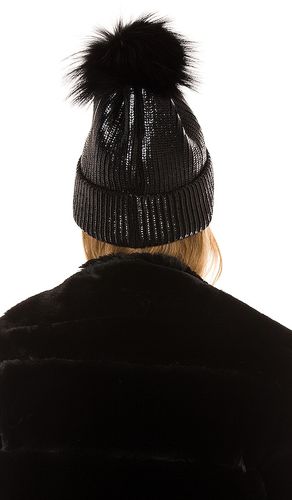 Metallic Pom Hat in Black - Adrienne Landau - Modalova