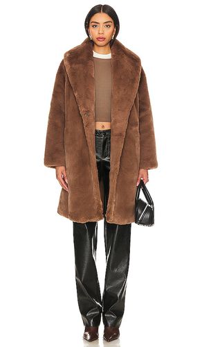 Faux rex rabbit coat with belt in color tan size L in - Tan. Size L (also in M, S) - Adrienne Landau - Modalova