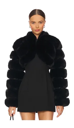 X REVOLVE Faux Fox Fur Short Jacket in Black. - size M (also in L) - Adrienne Landau - Modalova