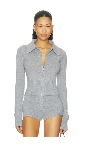 Cashmere Ribbed Collar Cardigan in Grey. - size L (also in M, S, XS) - AEXAE - Modalova
