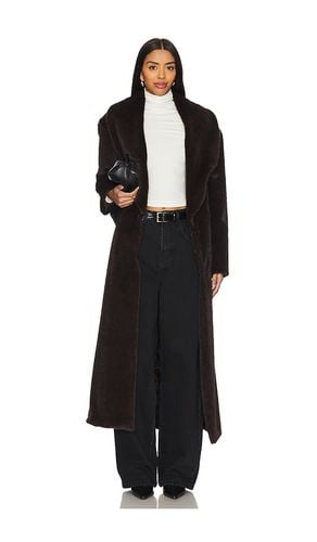 Faux Fur Long Line Belted Coat in Chocolate. - size L (also in M) - AEXAE - Modalova