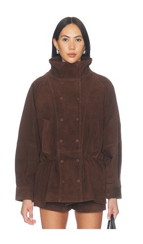 Lamb Leather Suede Cinched Mid Jacket in Chocolate. - size XS (also in S, M, L) - AEXAE - Modalova