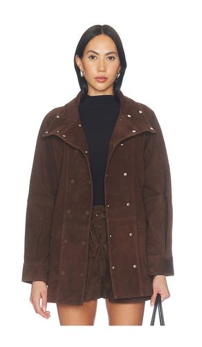 Lamb leather suede cinched mid jacket en color chocolate talla L (también en M, S, XS) - AEXAE - Modalova