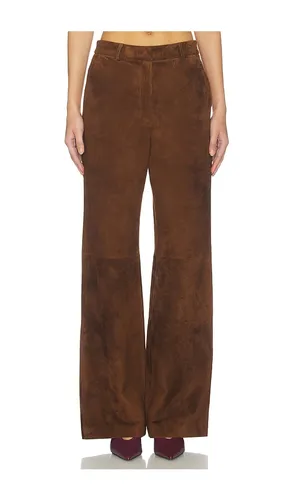 Leather Suede Straight Leg Pant in Brown. - size L (also in M, S) - AEXAE - Modalova