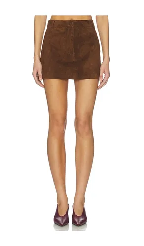 X REVOLVE Leather Suede Mini Skirt in Chocolate. - size L (also in M, XL) - AEXAE - Modalova