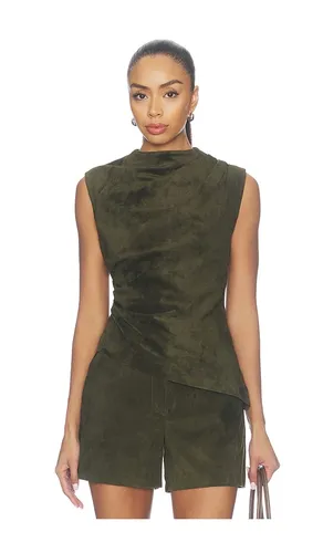 Lamb Leather Suede Ruched Top in . Size L. Also in M, S - AEXAE - Modalova