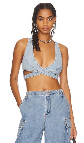 Emma wrap bra top en color denim-medium talla XL en - Denim-Medium. Talla XL (también en XXL) - AFRM - Modalova