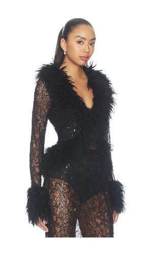 Simone Beaded Lace Fur Trim Cardigan in . Size L. Also in M - AFRM - Modalova