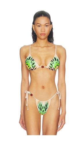 Capri Beaded Bikini Top in Green,Beige. - size L (also in M, S, XS) - AFRM - Modalova
