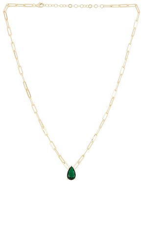 Emerald Teardrop Paperclip Necklace in - By Adina Eden - Modalova